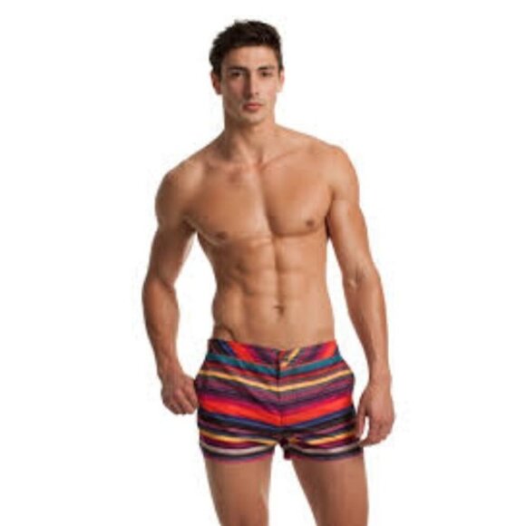 💕MR TURK (TRINA TURK)💕 Striped Chico Swim Trunks - Picture 2 of 8